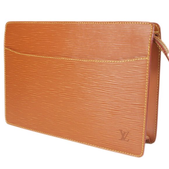 LOUIS VUITTON Pochette Homme Epi Leather Brown Clutch Bag - Picture 1 of 16